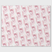 Aangepaste coquette roze strik Initial Cadeaupapier (Vlak)