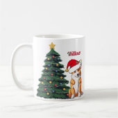 Aangepaste Corgi-kerstboomhond in Santa Hat Koffiemok (Links)