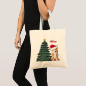 Aangepaste Corgi-kerstboomhond in Santa Hat Tote Bag (Voorkant (product))