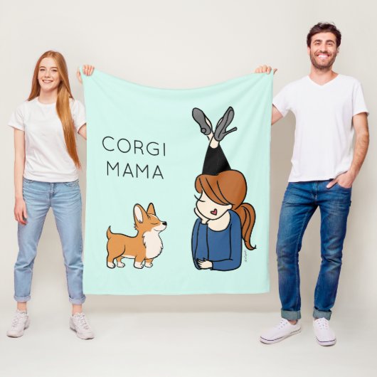 Aangepaste Corgi Mama Fleece Blanket Deken (In situ)