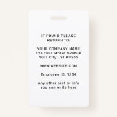 Aangepaste CorporateBadge Medewerker/Event ID met  Badge (Achterkant)