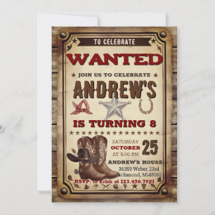 Aangepaste Cowboy Country Western verjaardagsfeest Kaart