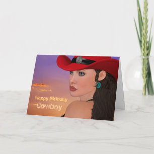 Aangepaste Cowboy Cowgirl Verjaardag Kaart
