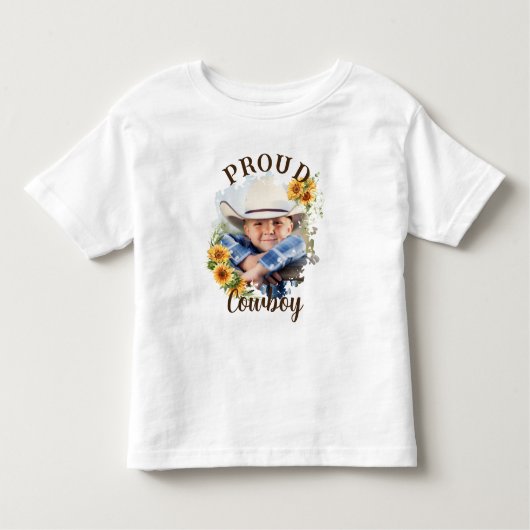 Aangepaste Cowboy-foto Tekst Zonnebloem Accent Kinder Shirts (Voorkant)