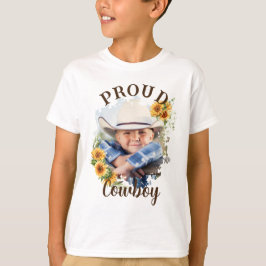 Aangepaste cowboy fototekst zonnebloem accent t-shirt