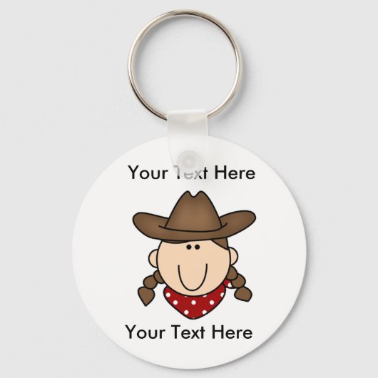 Aangepaste Cowgirl Brown Sleutelhanger (Voorkant)