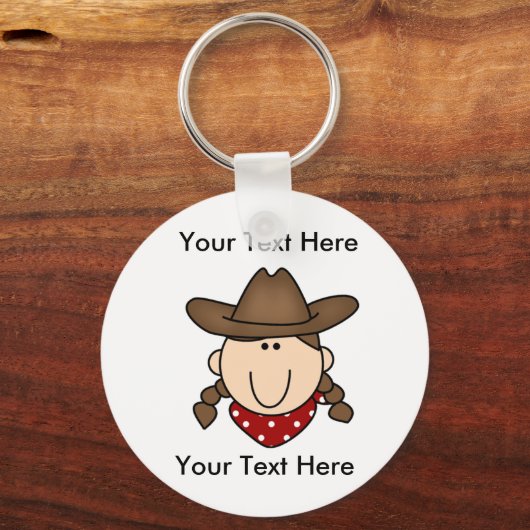 Aangepaste Cowgirl Brown Sleutelhanger (Voorkant)
