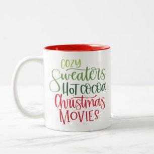 Aangepaste Cozy Sweaters Rood Groen Kerst Tweekleurige Koffiemok