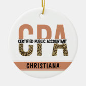 Aangepaste CPA Certified Public Accountant Leopard Keramisch Ornament (Voorkant)