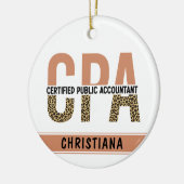 Aangepaste CPA Certified Public Accountant Leopard Keramisch Ornament (Links)