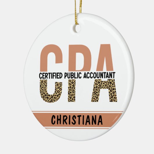 Aangepaste CPA Certified Public Accountant Leopard Keramisch Ornament (Links)