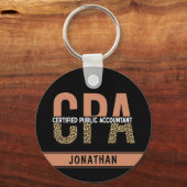 Aangepaste CPA Certified Public Accountant Leopard Sleutelhanger (Voorkant)