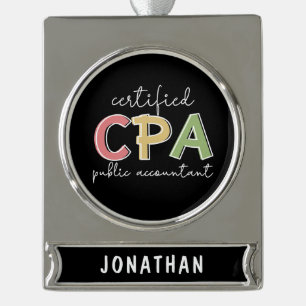 Aangepaste CPA Certified Public Accountant Verzilverd Banner Ornament