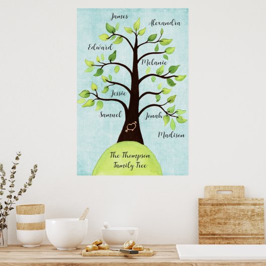 Aangepaste Creëer Uw eigen familie Reunion Tree Po Poster (Keuken)