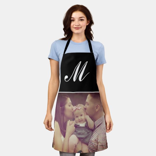 Aangepaste Creëer Uw Eigen Foto Monogram Initiaal  Schort (Gedragen)