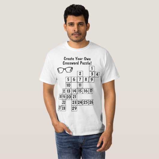 Aangepaste Creëer Uw eigen kruiswoordpuzzel, bril T-shirt (Voorkant volledig)
