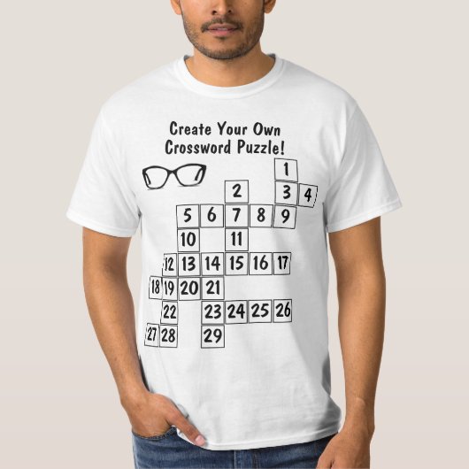 Aangepaste Creëer Uw eigen kruiswoordpuzzel, bril T-shirt (Voorkant)
