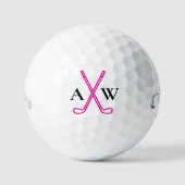 Aangepaste Creëer Uw eigen roze Initiaal Monogram Golfballen (Voorkant)