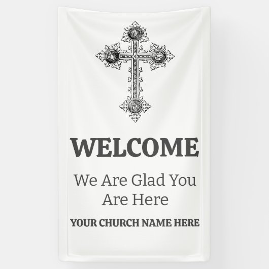 Aangepaste  Cross Church Welkom Spandoek (Verticaal)