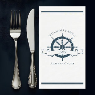 Aangepaste cruise scheeps marineblauwe stuurwiel servet
