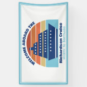 Aangepaste cruiseschip Sunset Blue Welkom aan boor Spandoek (Verticaal)