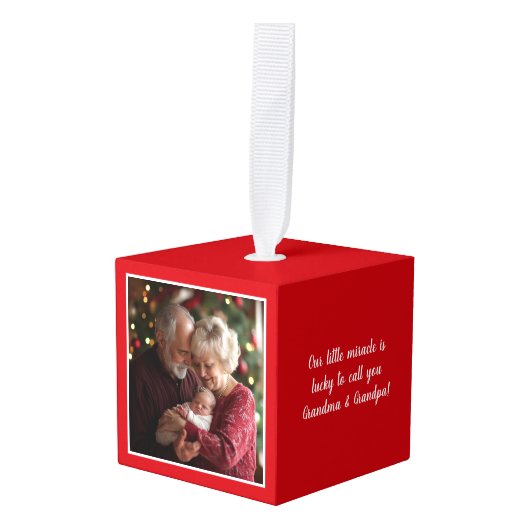 Aangepaste Cube Kerst Ornament Foto Aangepaste tek (Voorkant hoekig)