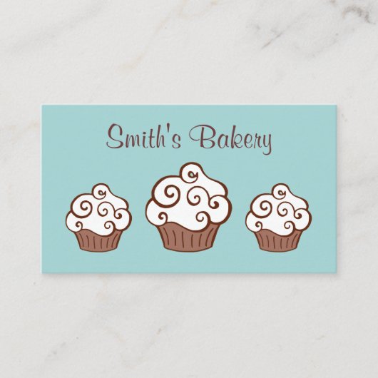 Aangepaste cupcake-bakkerijblauwe Visitekaartjes (Voorkant)
