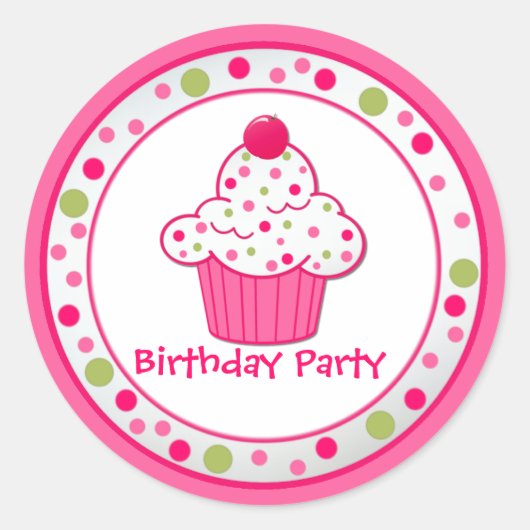 Aangepaste Cupcake Verjaardagsfeestje Sticker (Voorkant)