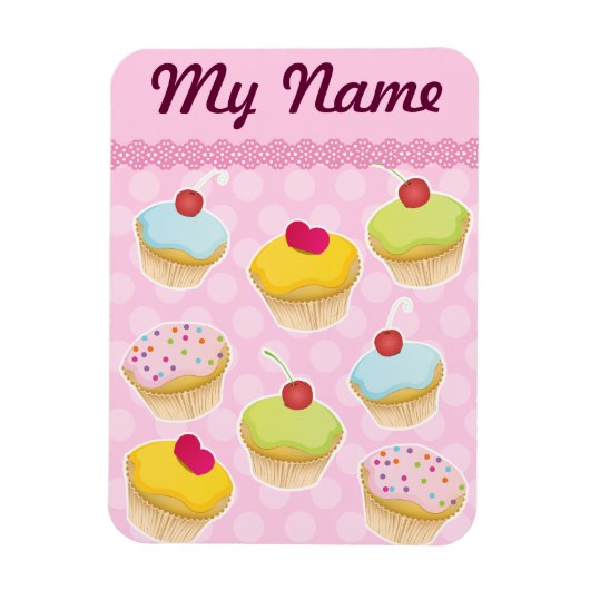 Aangepaste cupcakes magneet (Verticaal)