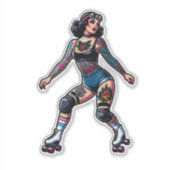 Aangepaste-Cut Vinyl Sticker: Roller Girl Sticker (Voorkant)