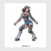 Aangepaste-Cut Vinyl Sticker: Roller Girl Sticker (Vel)