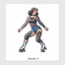 Aangepaste-Cut Vinyl Sticker: Roller Girl