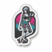 Aangepaste-Cut Vinyl Sticker: Roller Girl Sticker (Voorkant)