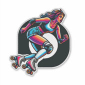 Aangepaste-Cut Vinyl Sticker: Roller Girl Sticker (Voorkant)