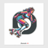 Aangepaste-Cut Vinyl Sticker: Roller Girl Sticker (Vel)