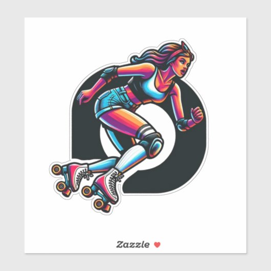 Aangepaste-Cut Vinyl Sticker: Roller Girl Sticker (Vel)
