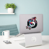 Aangepaste-Cut Vinyl Sticker: Roller Girl Sticker (Laptop op bureau)