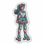 Aangepaste-Cut Vinyl Sticker: Roller Girl Sticker (Voorkant)