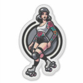 Aangepaste-Cut Vinyl Sticker: Roller Girl Sticker (Voorkant)