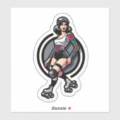 Aangepaste-Cut Vinyl Sticker: Roller Girl Sticker (Vel)