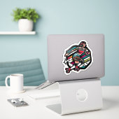 Aangepaste-Cut Vinyl Sticker: Roller Girl Sticker (Laptop op bureau)