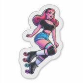 Aangepaste-Cut Vinyl Sticker: Roller Girl Sticker (Voorkant)