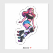 Aangepaste-Cut Vinyl Sticker: Roller Girl Sticker (Vel)
