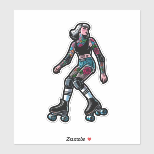 Aangepaste-Cut Vinyl Sticker: Roller Girl Sticker (Vel)
