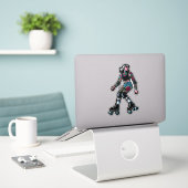 Aangepaste-Cut Vinyl Sticker: Roller Girl Sticker (Laptop op bureau)
