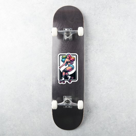 Aangepaste-Cut Vinyl Sticker: Roller Girl Sticker (Skateboard)
