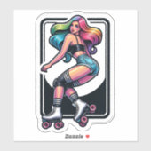 Aangepaste-Cut Vinyl Sticker: Roller Girl Sticker (Vel)