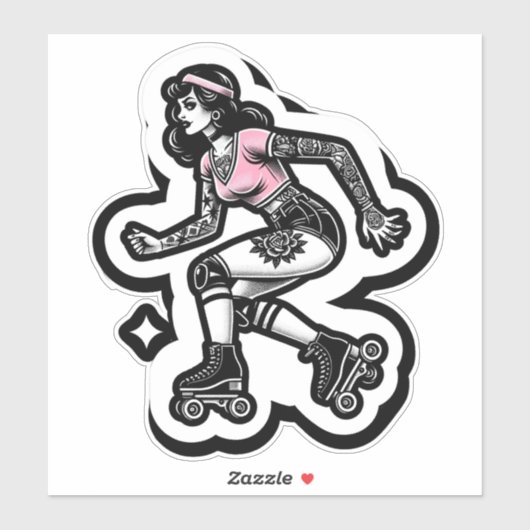Aangepaste-Cut Vinyl Sticker: Roller Girl Sticker (Vel)