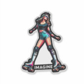 Aangepaste-Cut Vinyl Sticker: Roller Girl Sticker (Voorkant)