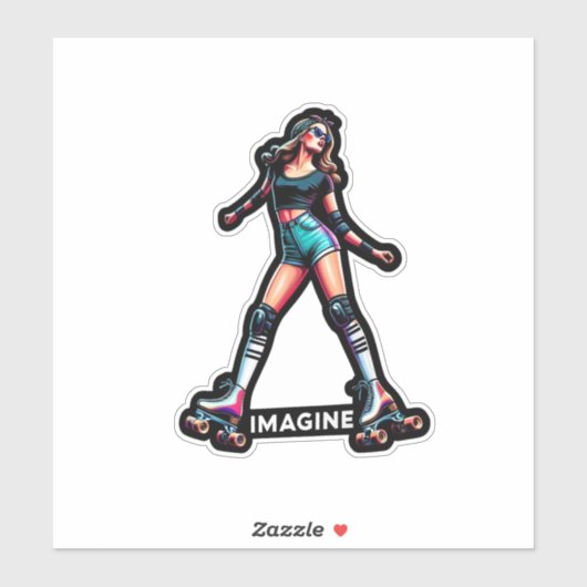 Aangepaste-Cut Vinyl Sticker: Roller Girl Sticker (Vel)